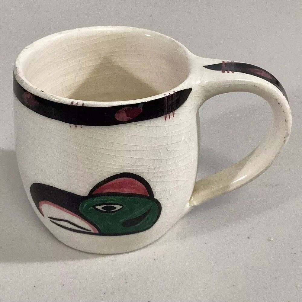 Vintage 1960s David Lambert Potteries First Nations Haida Canada #45 Skookum Mug